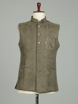 Mehendi olive premium mens waistcoat
