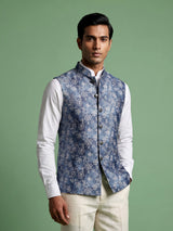 Blue botanical mens waistcoat