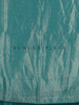 Peacock teal blue champagne ziraff tissue silk saree