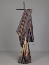 Plum wine champagne ziraf tissue silk embellished saree