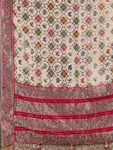 Beige modal silk Patola motif magenta zari border saree
