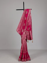 Rani pink metallic embellished dola silk saree