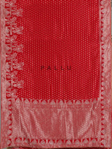 Crimson red shikargah dola silk saree
