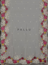 Off white floral organza saree