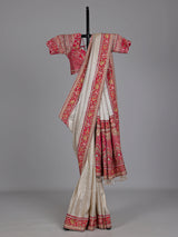 Champagne cream tissue silk saree with readymade blouse