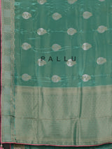 Rama green zari tissue-silk saree with readymade blouse