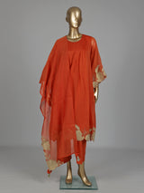 Orange floral zardozi kurti set