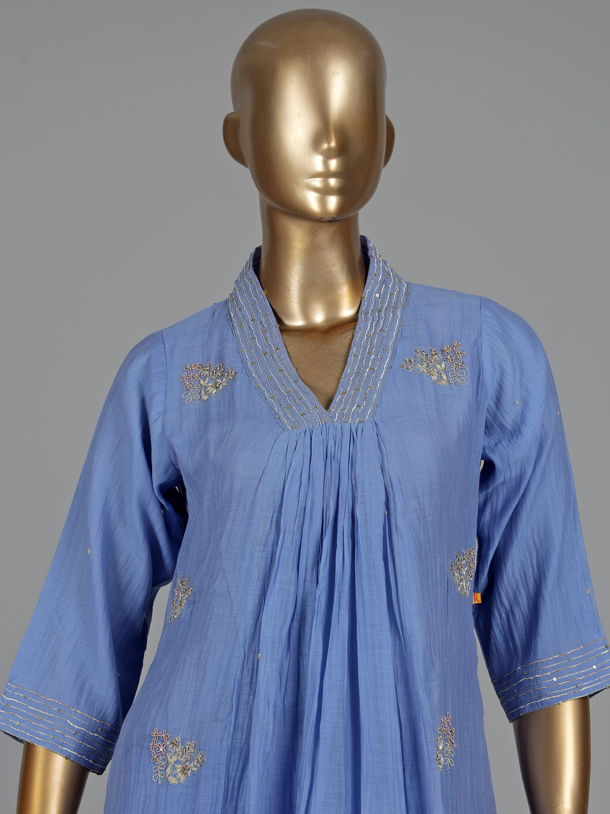 Sky blue embellished kurti set