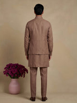 Brown floral thread waistcoat set for mens weddings