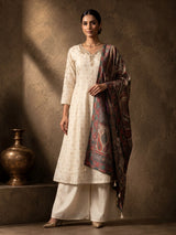 Ivory chanderi Anarkali palazzo suit