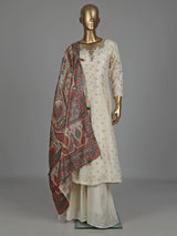 Ivory chanderi Anarkali palazzo suit