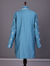 Firozi blue thread aabla kurta suit with dupatta for mens