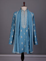 Firozi blue thread aabla kurta suit with dupatta for mens