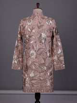 Onion pink embroidered kurta suit for mens receptions