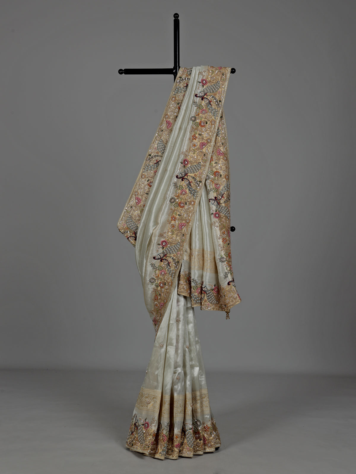 Mint blue peacock women saree