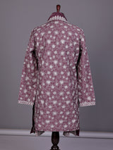 Light wine embroidered aabla kurta suit with dupatta for mens