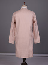 Peach thread embroidered kurta suit with pants for mens weddings