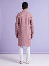 Dusty pink cotton silk blend kurta suit with thread texture