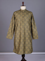 Mehendi green bandhani printed silk kurta suit for mens