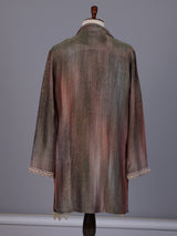 Pastel brown silk yoke kurta suit with zardosi pearl detailing