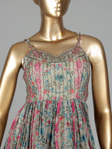 Light grey tissue organza jacket-style anarkali
