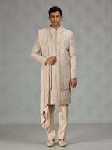 Warm beige heritage mens sherwani