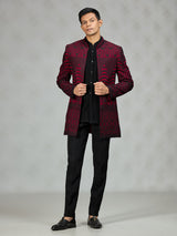 Black red heritage mens indo western