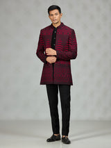 Black red heritage mens indo western