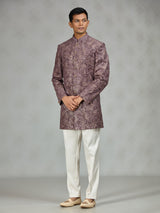 Dusty wine luxury brocade mens indo western