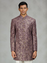 Dusty wine luxury brocade mens indo western