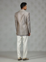 Silver luxury textured mens indo western