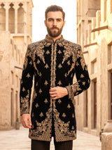 Black baroque mens indo western