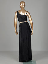 Black satin crepe silk designer palazzo suit