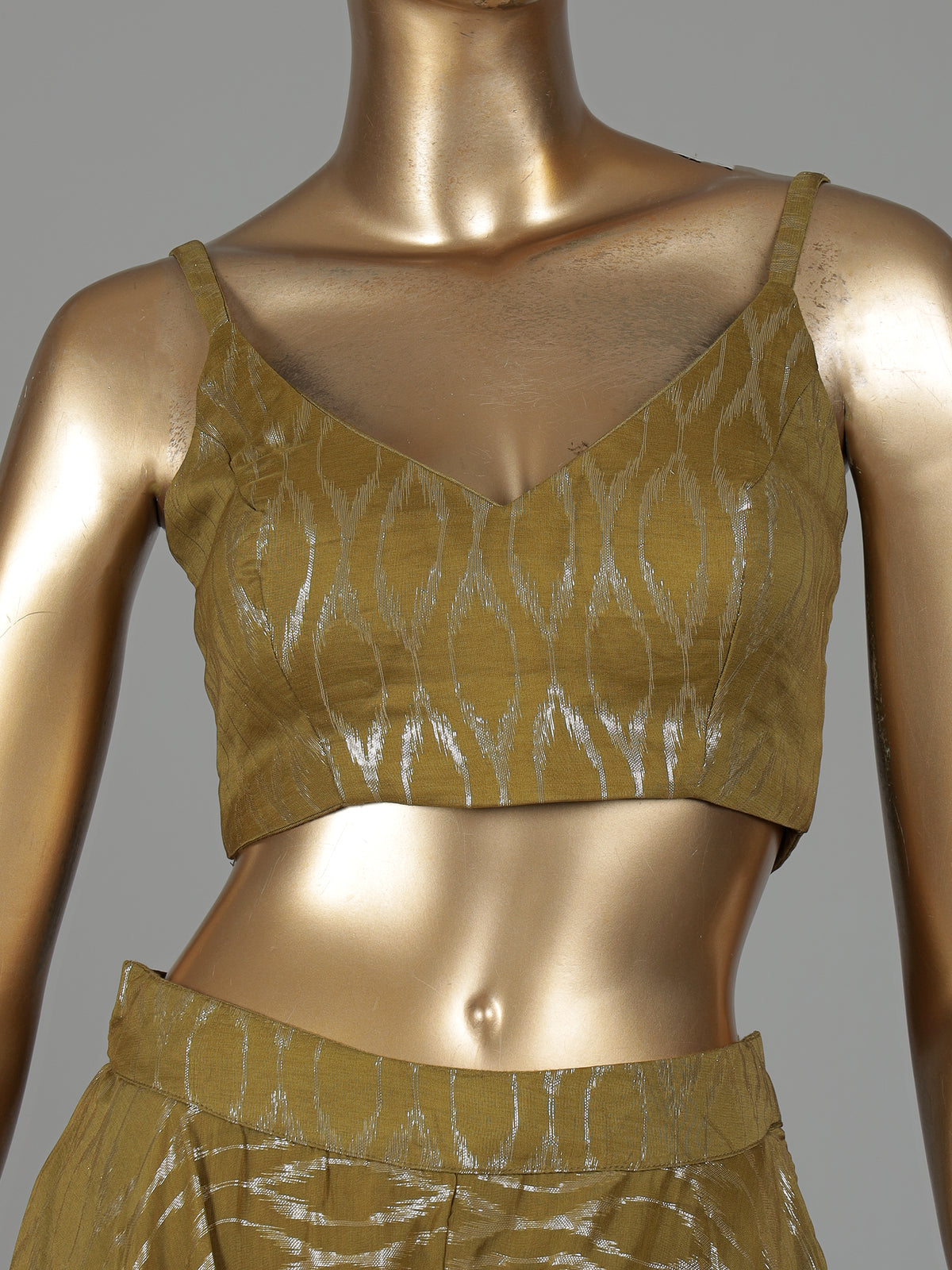 Mehendi olive silk designer palazzo suit
