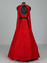 Red designer silk lehenga choli with tassel embellishments