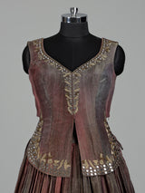 Brown shaded silk lehenga choli with elegant embellished detailing