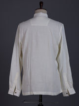 White linen solid mens short kurta