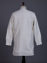 Off white linen mens kurta with thread work