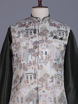Deep forest green silk mens waistcoat set with heritage detailing