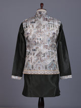 Deep forest green silk mens waistcoat set with heritage detailing