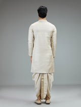 Cream embroidered dhoti kurta suit for men
