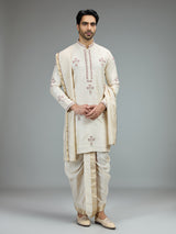 Ivory cream heritage dhoti kurta suit for men