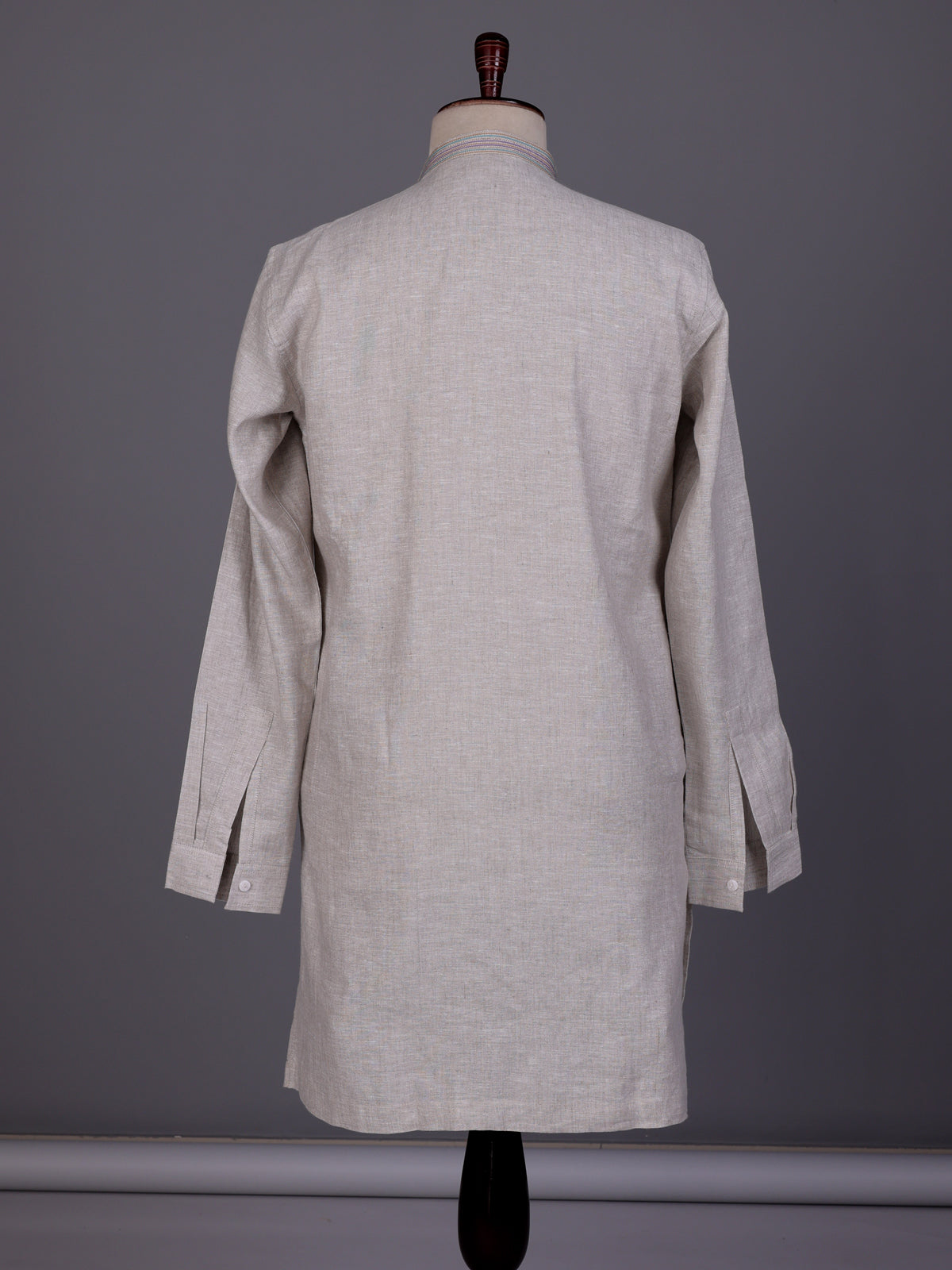 Grey thread sequins zardosi cotton linen kurta for mens