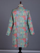 Sky blue cotton silk mens kurta suit with elegant traditional print