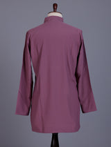 Lavender purple Poly-Viscose mens kurta suit with chevron pintucks
