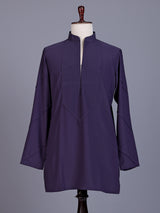 Dark purple Poly-Viscose mens kurta suit with pintuck detailing