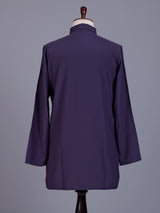 Dark purple Poly-Viscose mens kurta suit with pintuck detailing