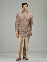 Dusty rose stylish embroidered mens kurta suit