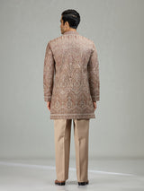 Dusty rose stylish embroidered mens kurta suit