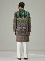 Green blue shaded Mughal heritage men kurta suit
